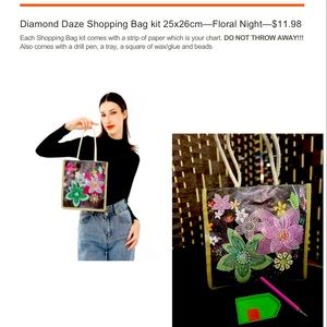 Diamond Daze Shopping Bag with chart slip, drill pen, tray, wax/glue and beads
